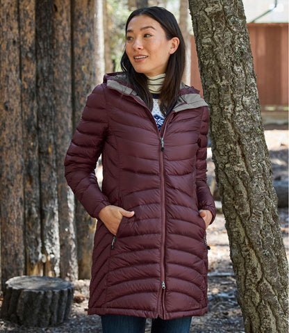 Women's Ultralight 850 Down Hooded Coat, Three-Quarter Length | L.L.Bean online
