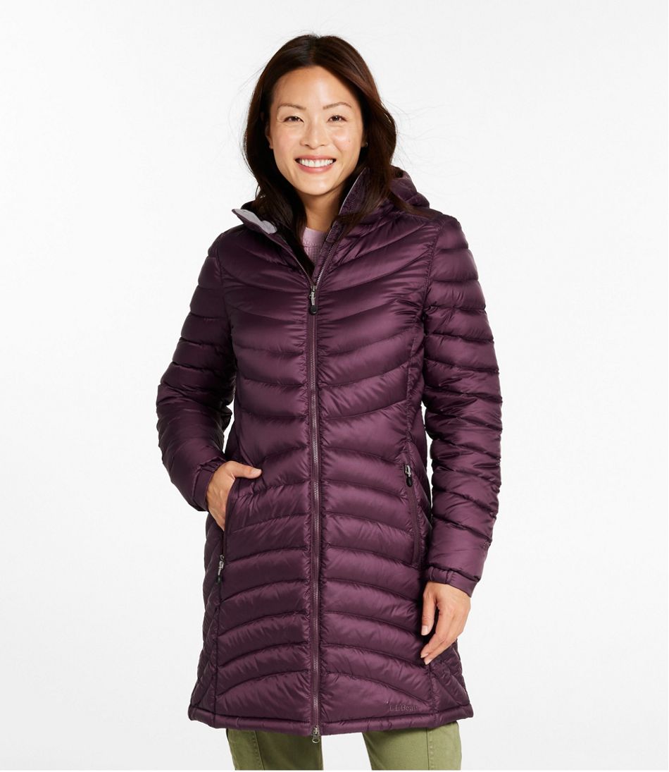 Women's Ultralight 850 Down Hooded Coat, Three-Quarter Length | L.L.Bean online