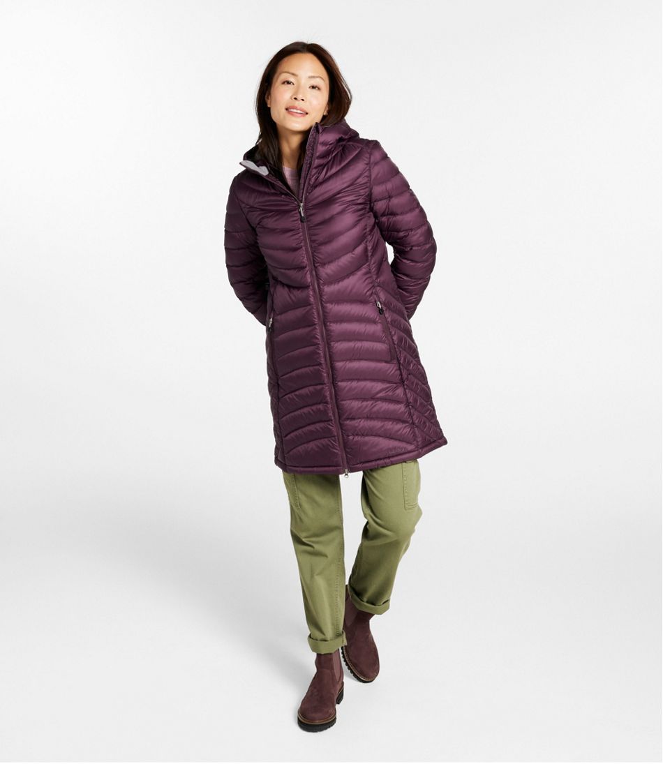 Women's Ultralight 850 Down Hooded Coat, Three-Quarter Length | L.L.Bean online